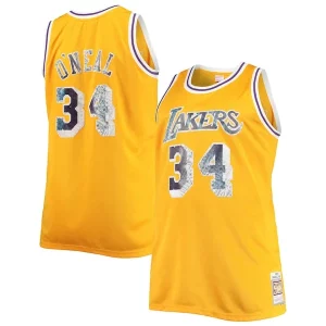 Splendido Elegante Duraturo Shaquille O'Neal Los Angeles Lakers Big & Tall 1996 97 NBA 75th Anniversary Diamond Swingman Jersey Gold  per i Fan Veri