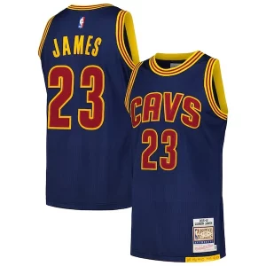 Robusto Prestigioso LeBron James Cleveland Cavaliers 2015/16 Hardwood Classics Authentic Jersey Navy  per i Fan Veri