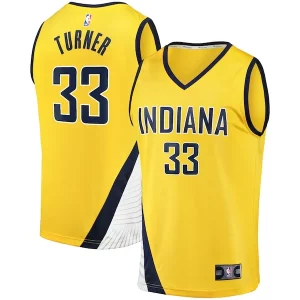 Magnifico Moderno Myles Turner Indiana Pacers Fast Break Replica Jersey Statement Edition Gold  per i Fan Veri