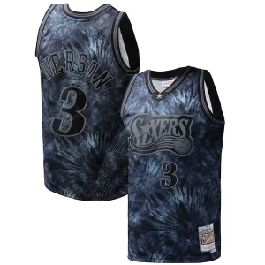 Incantevole Allen Iverson Philadelphia 76ers Hardwood Classics 1997/98 Tie Dye Swingman Jersey Black  per i Fan Veri