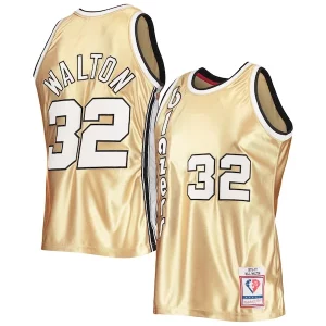Splendido Fantastico Versatile Bill Walton Portland Trail Blazers 75th Anniversary 1976/77 Hardwood Classics Swingman Jersey Gold  per i Fan Veri