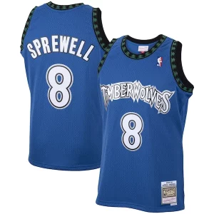 Prestigioso Eccezionale Latrell Sprewell Minnesota Timberwolves 2001/02 Hardwood Classics Swingman Jersey Blue  per i Fan Veri