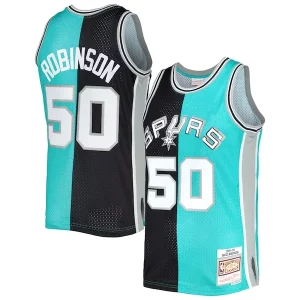 Ottimo Fascinante Moderno David Robinson San Antonio Spurs Hardwood Classics 1998/99 Split Swingman Jersey Black/Teal  per i Fan Veri