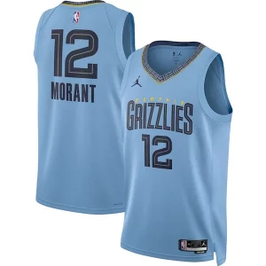 Elegante Comodo Ja Morant Memphis Grizzlies Jordan Brand Unisex Swingman Jersey Statement Edition Light Blue  per i Fan Veri