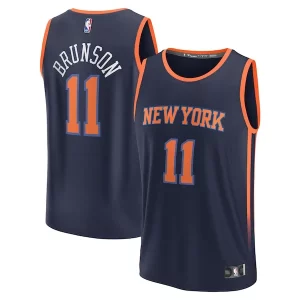 Attraente Prestigioso Jalen Brunson New York Knicks Fast Break Replica Player Jersey Statement Edition Navy  per i Fan Veri