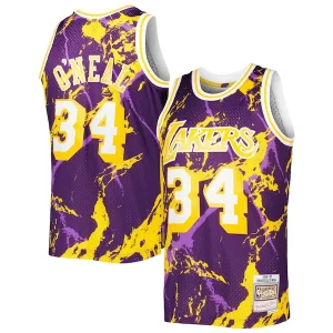 Delizioso Shaquille O'Neal Los Angeles Lakers 1996/97 Hardwood Classics Marble Swingman Jersey Purple  per i Fan Veri