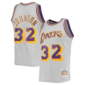 Cool Classico Trendy Magic Johnson Los Angeles Lakers 1984 85 Hardwood Classics Reload 2.0 Throwback Swingman Jersey Gray  per i Fan Veri