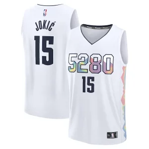 Comodo Nikola Jokic Denver Nuggets Youth 2024/25 Fast Break Player Jersey City Edition White  per i Fan Veri