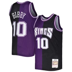 Elegante Eccezionale Trendy Mike Bibby Sacramento Kings Hardwood Classics 2001/02 Split Swingman Jersey Purple/Black  per i Fan Veri