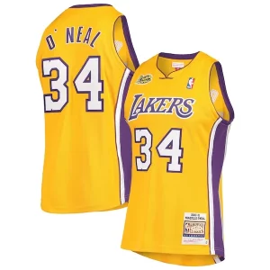 Incantevole Duraturo Shaquille O'Neal Los Angeles Lakers 2000 NBA Finals Hardwood Classics Authentic Jersey Gold  per i Fan Veri