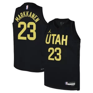 Trendy Bellissimo Comodo Lauri Markkanen Utah Jazz Jordan Brand Youth Swingman Jersey Statement Edition Black  per i Fan Veri