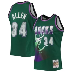 Attraente Ray Allen Milwaukee Bucks 1996/97 Hardwood Classics NBA 75th Anniversary Diamond Swingman Jersey Green  per i Fan Veri