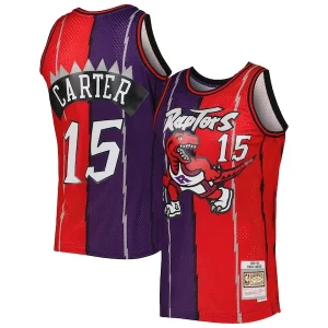 Prestigioso Trendy Eccezionale Vince Carter Toronto Raptors Hardwood Classics 1998/99 Split Swingman Jersey Purple/Red  per i Fan Veri