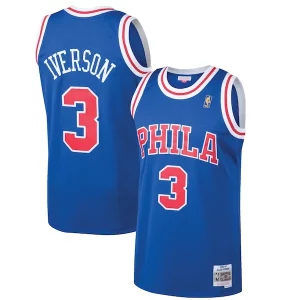 Ottimo Allen Iverson Philadelphia 76ers 1996/97 Hardwood Classics Swingman Jersey Royal  per i Fan Veri