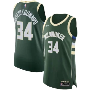 Fascinante Eccezionale Elegante Giannis Antetokounmpo Milwaukee Bucks Nike Authentic Jersey Association Edition Hunter Green  per i Fan Veri