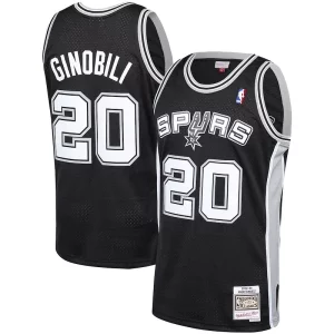 Cool Raffinato Sofisticato Manu Ginobili San Antonio Spurs 2002 03 Hardwood Classics Player Swingman Jersey Black  per i Fan Veri