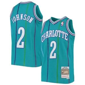 Stupendo Magnifico Ottimo Larry Johnson Charlotte Hornets Youth 1992/93 Hardwood Classics Swingman Jersey Teal  per i Fan Veri