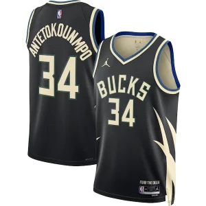 Cool Trendy Giannis Antetokounmpo Milwaukee Bucks Jordan Brand Unisex Swingman Jersey Statement Edition Black  per i Fan Veri