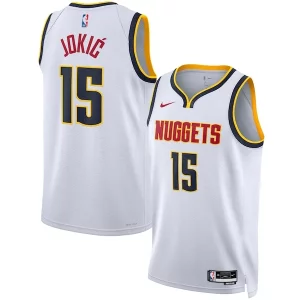 Eccezionale Trendy Nikola Jokic Denver Nuggets Nike Unisex Swingman Jersey Association Edition White/Navy  per i Fan Veri