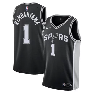 Pratico Raffinato Elegante Victor Wembanyama San Antonio Spurs Nike Youth 2023 NBA Draft First Round Pick Swingman Jersey Icon Edition Black  per i Fan Veri