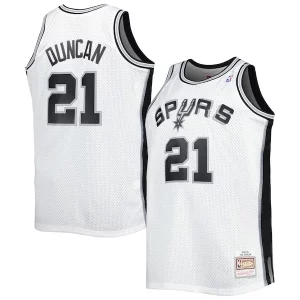 Delizioso Pratico Attraente Tim Duncan San Antonio Spurs Big & Tall Hardwood Classics 1998/99 Swingman Jersey White/Black  per i Fan Veri