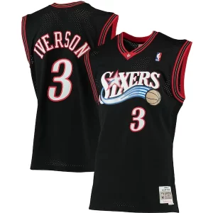 Versatile Accattivante Elegante Allen Iverson Philadelphia 76ers 2000/01 Big & Tall Hardwood Classics Swingman Jersey Black/Red/Royal/White  per i Fan Veri