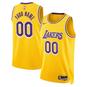Lussuoso Prestigioso Los Angeles Lakers Nike Unisex Swingman Custom Jersey Gold Icon Edition  per i Fan Veri