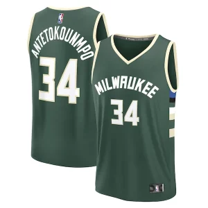 Raffinato Accattivante Giannis Antetokounmpo Milwaukee Bucks Fast Break Replica Player Jersey Icon Edition Hunter Green  per i Fan Veri