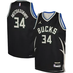Splendido Incantevole Giannis Antetokounmpo Milwaukee Bucks Jordan Brand Youth Swingman Jersey Statement Edition Black  per i Fan Veri