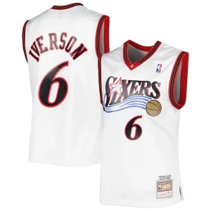 Fantastico Allen Iverson Philadelphia 76ers 2001/02 Hardwood Classics Swingman Jersey White/Red  per i Fan Veri