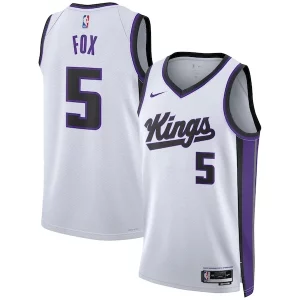 Stupendo De'Aaron Fox Sacramento Kings Nike Unisex Swingman Jersey Association Edition White/Black  per i Fan Veri