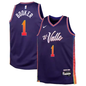 Fantastico Devin Booker Phoenix Suns Nike Youth Swingman Replica Jersey City Edition Purple  per i Fan Veri
