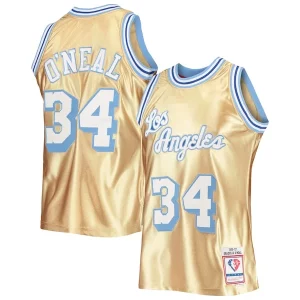 Fantastico Sofisticato Shaquille O'Neal Los Angeles Lakers 75th Anniversary 1996/97 Hardwood Classics Swingman Jersey Gold  per i Fan Veri