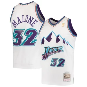 Attraente Karl Malone Utah Jazz 1996/97 Hardwood Classics Swingman Jersey White  per i Fan Veri