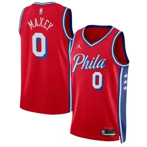 Elegante Sofisticato Tyrese Maxey Philadelphia 76ers Jordan Brand Unisex Swingman Jersey Statement Edition Red  per i Fan Veri