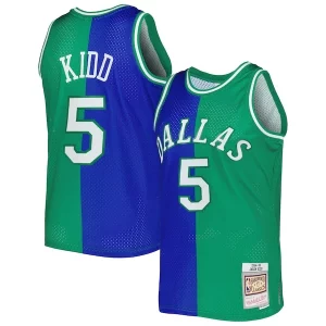Incantevole Attraente Jason Kidd Dallas Mavericks Hardwood Classics 1994/95 Split Swingman Jersey Blue/Green  per i Fan Veri