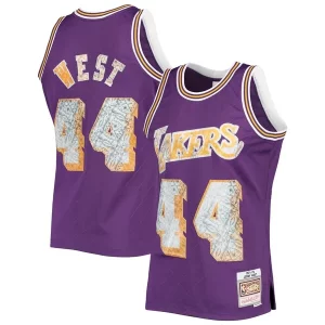 Ottimo Fascinante Jerry West Los Angeles Lakers 1971/72 Hardwood Classics NBA 75th Anniversary Diamond Swingman Jersey Purple  per i Fan Veri