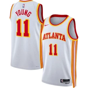 Meraviglioso Resistente Elegante Trae Young Atlanta Hawks Nike Unisex Swingman Jersey Association Edition White/Red  per i Fan Veri