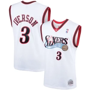Elegante Prestigioso Splendido Allen Iverson Philadelphia 76ers Hardwood Classics Swingman Jersey White/Royal  per i Fan Veri