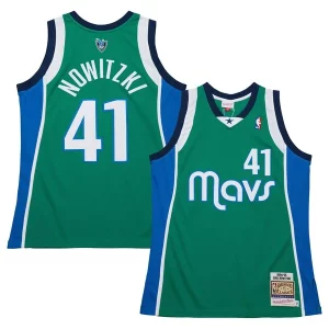 Delizioso Dirk Nowitzki Dallas Mavericks 2004/05 Hardwood Classics Authentic Jersey Green  per i Fan Veri