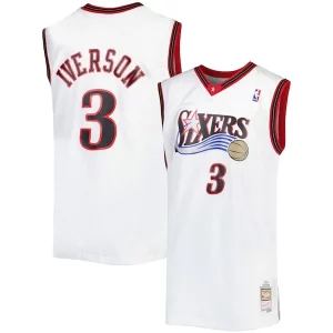 Prestigioso Fantastico Classico Allen Iverson Philadelphia 76ers Big & Tall Hardwood Classics 1996/97 Swingman Jersey White/Black/Red/Royal  per i Fan Veri