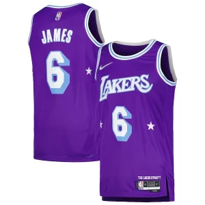 Versatile Accattivante Gorgeous LeBron James Los Angeles Lakers Nike Swingman Player Jersey City Edition Purple  per i Fan Veri