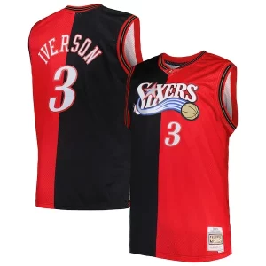 Ottimo Moderno Lussuoso Allen Iverson Philadelphia 76ers Big & Tall Hardwood Classics 2000/01 Split Swingman Jersey Black/Red  per i Fan Veri