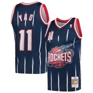 Trendy Fantastico Yao Ming Houston Rockets Hardwood Classics 2002 03 Swingman Jersey Navy  per i Fan Veri