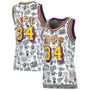 Lussuoso Shaquille O'Neal Los Angeles Lakers Women's 1996 Doodle Swingman Jersey White  per i Fan Veri
