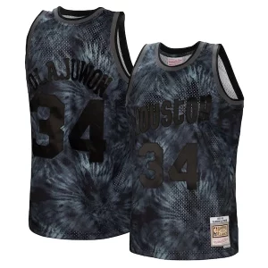 Delizioso Bellissimo Hakeem Olajuwon Houston Rockets Hardwood Classics 1993/94 Tie Dye Swingman Jersey Black  per i Fan Veri
