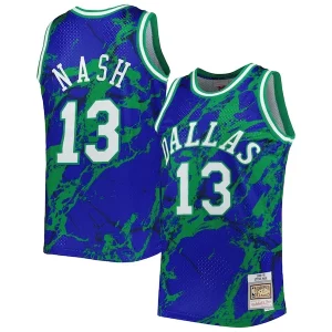 Elegante Meraviglioso Steve Nash Dallas Mavericks 1998/99 Hardwood Classics Marble Swingman Jersey Blue  per i Fan Veri
