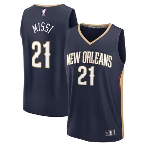 Sofisticato Yves Missi New Orleans Pelicans 2024 NBA Draft Fast Break Player Jersey Icon Edition Navy  per i Fan Veri