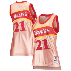Moderno Splendido Dominique Wilkins Atlanta Hawks Women's 75th Anniversary Rose Gold 1986 Swingman Jersey Pink  per i Fan Veri