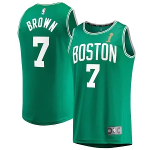 Prestigioso Robusto Jaylen Brown Boston Celtics 2024 NBA Finals Champions Fast Break Replica Player Jersey Kelly Green Icon Edition  per i Fan Veri